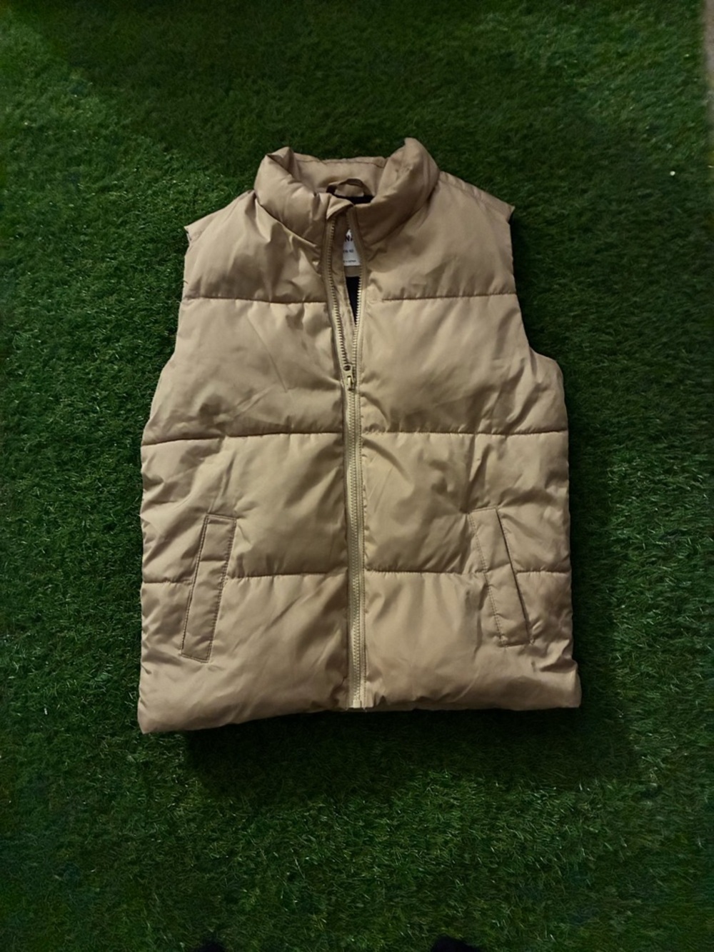 Boys Quilted Puffer Vest - Tan